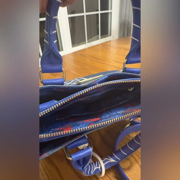 Loungefly Marvel Blue and White Spider Web crossbody/hand Bag (bag 11) - Picture 4 of 7